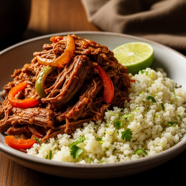 Ropa Vieja con Arroz de Coliflor